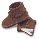 Brown Suede Minnetonka Back Flap Infant Bootie