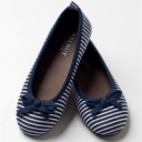 Walnut Girls Ballet Flat Navy Stripe  Classic Fit