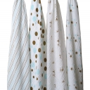 Aden + Anais Aqua Brown Muslin Wraps (4 pack)